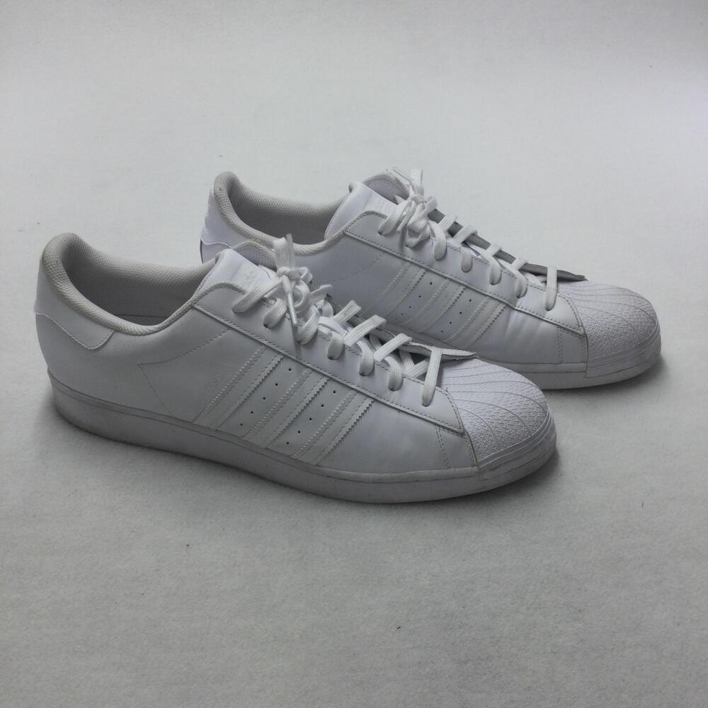 Adidas Superstar Shoes Mens Size 19 White Leather Low Top Originals Sneakers